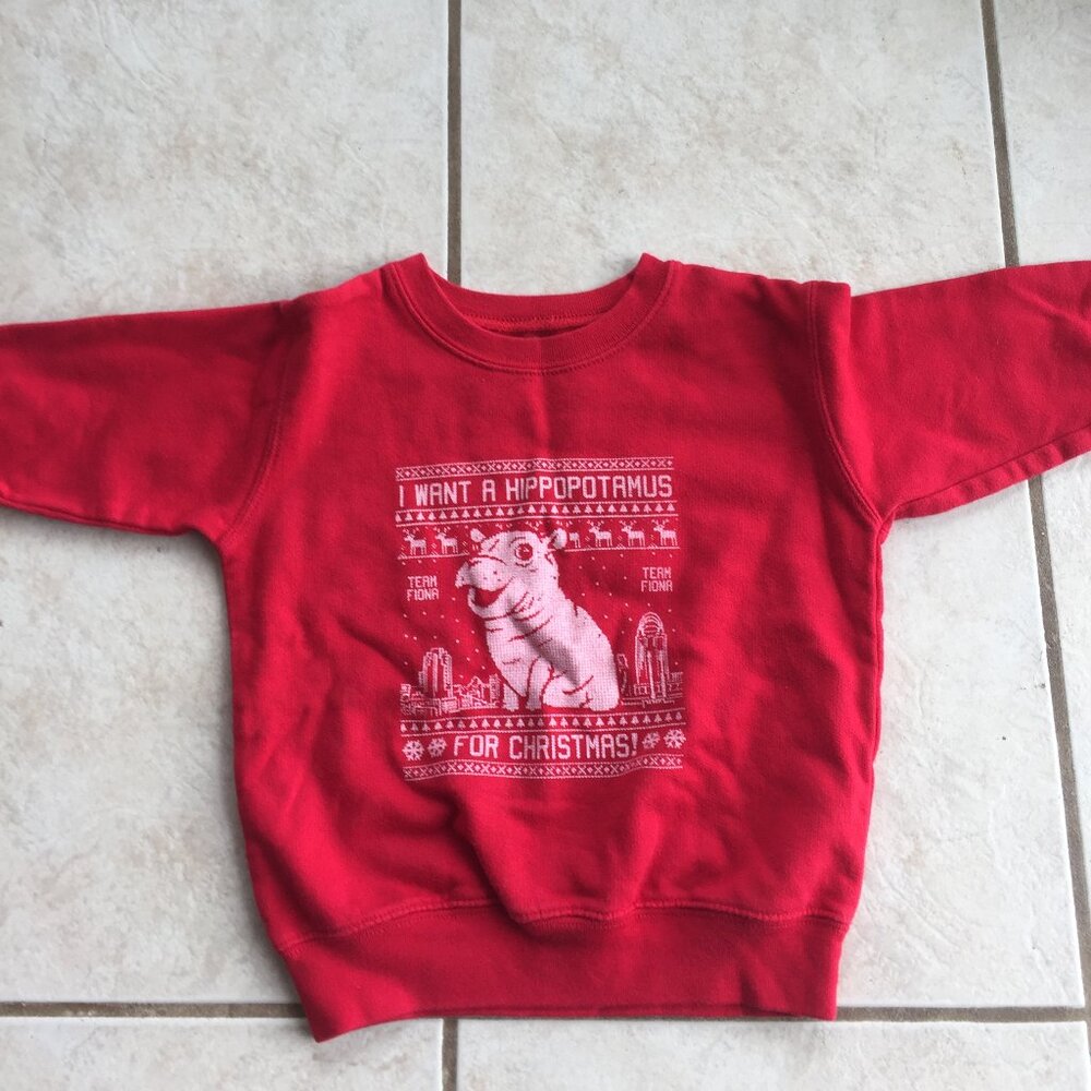 Cincy shirts 3T red kids graphic sweatshirt I want a hippopotamus for Christmas